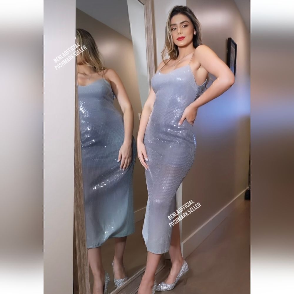 ZARA DEGRADE SEQUIN DRESS GRAY